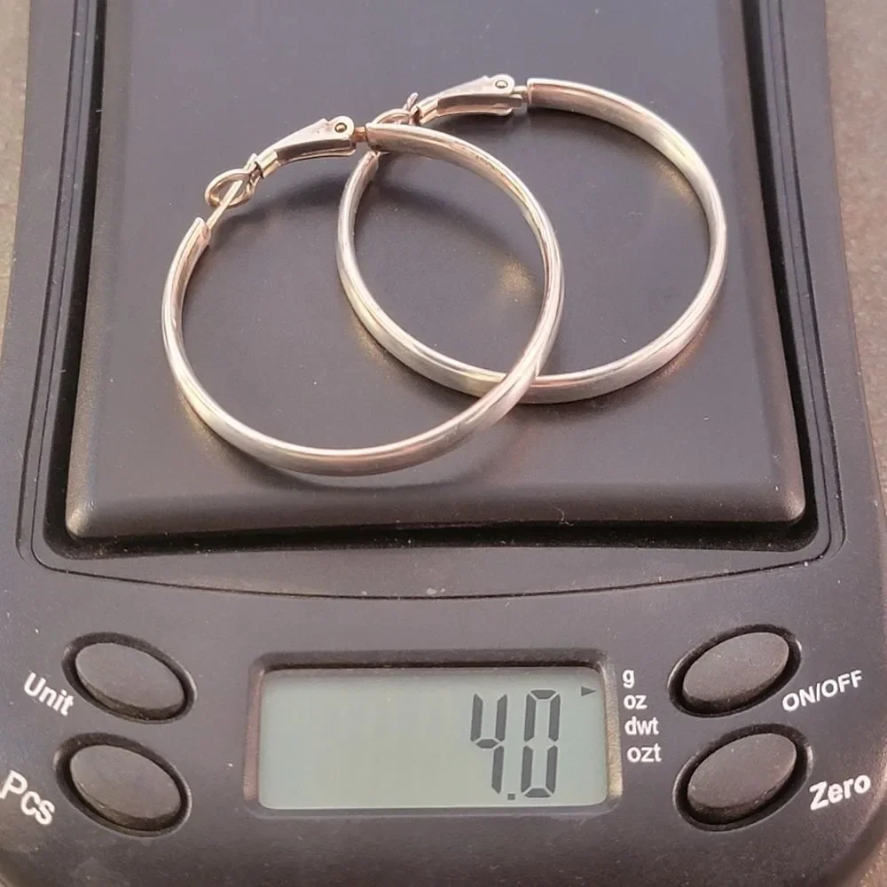 Sterling Silver 1 1/2" Hoop Earrings - Picture 5 of 7